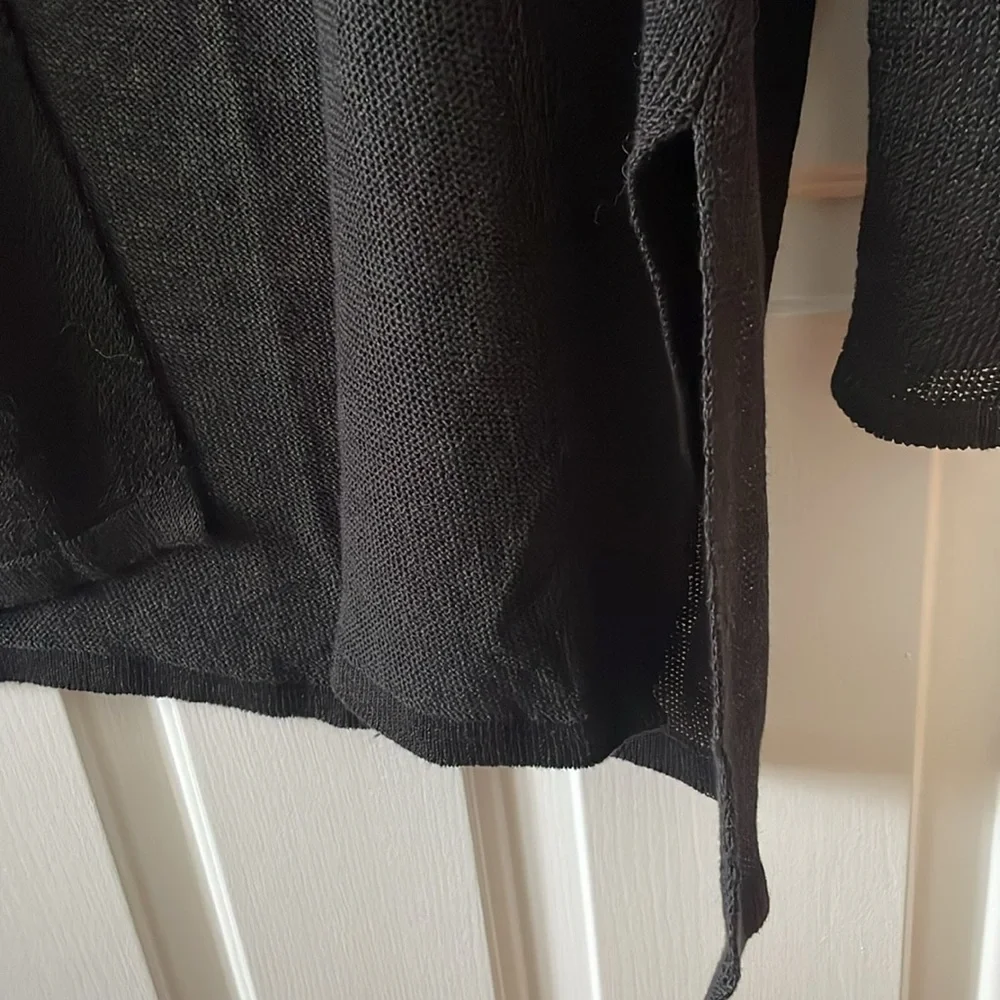 J. Jill long cardigan. Black. Classy. Slit at sides. Medium petite. Like new